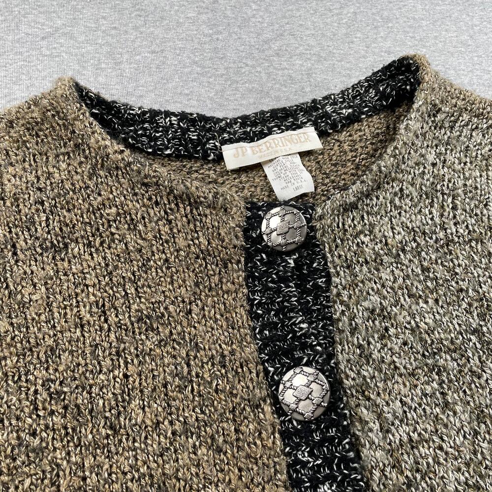 Vintage JP Berringer Cardigan Sweater Womens L Colorblock Button-Front Grandpa - Picture 10 of 16